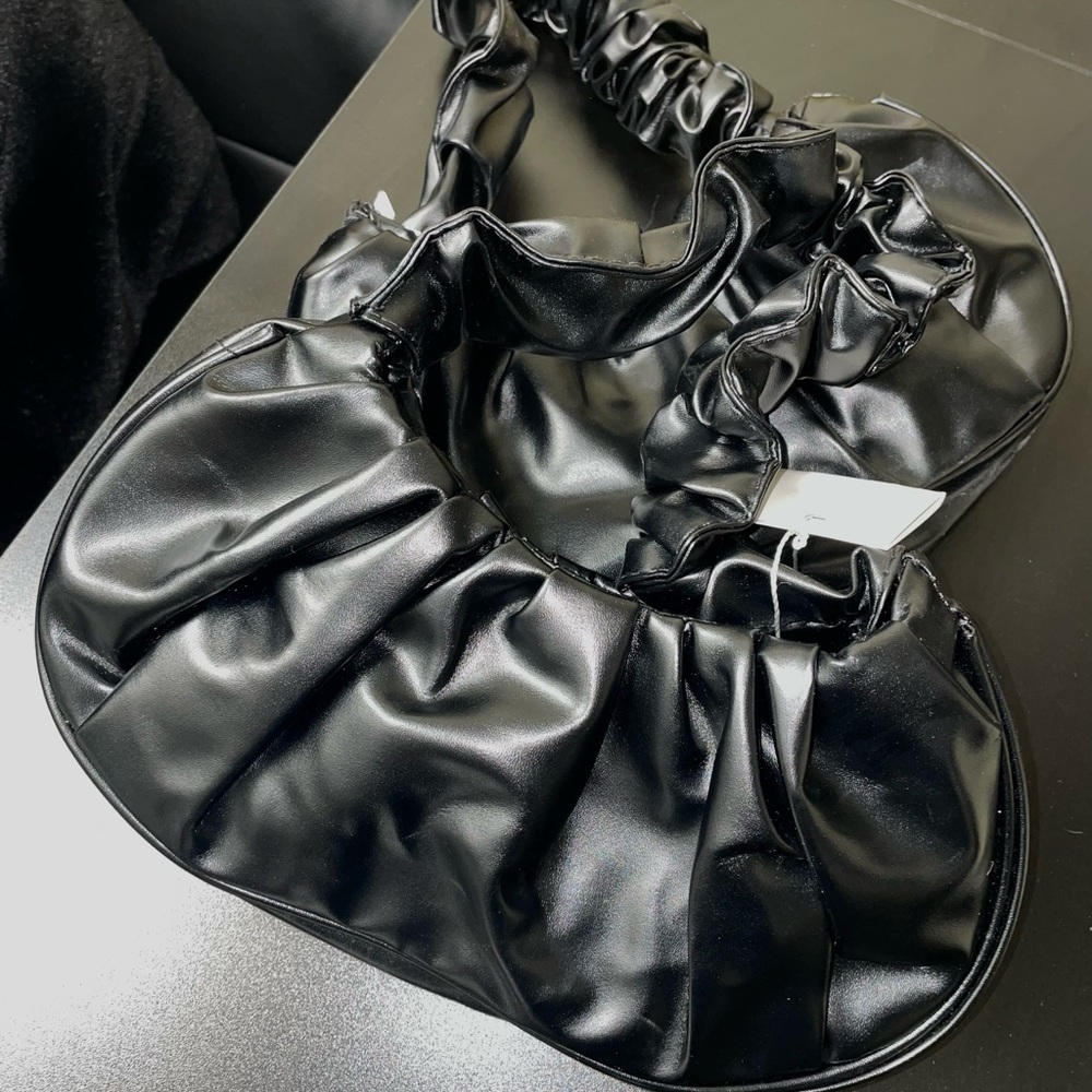 Mini Ruched Leather Shoulder Bag - Picture 2 of 2